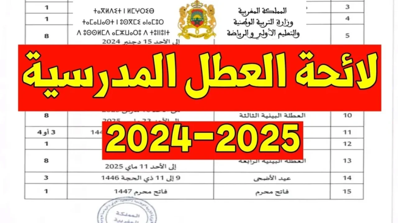 وزارة التربية الوطنية تعلن لائحة العطل المدرسية بالمغرب 2024 – 2025 عبر موقعها men.gov.ma