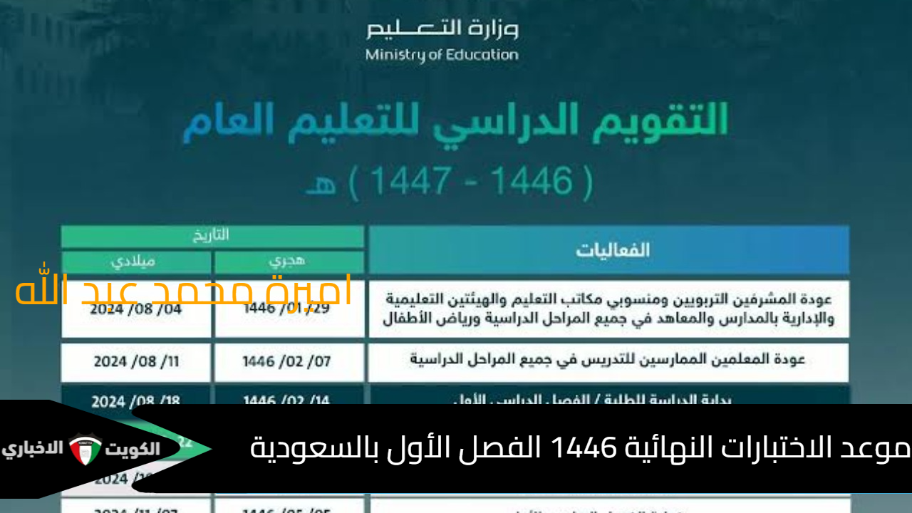 التعليم السعودية تعلن.. ما هو موعد الاختبارات النهائية 1446 الفصل الأول؟ وفق التقويم الدراسي 2025  بعد التعديل بجميع مناطق المملكة