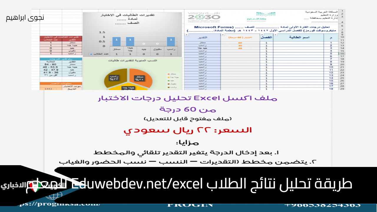 طريقة تحليل نتائج الطلاب Eduwebdev.net/excel للمعلم وكشف أداء الفصل الدراسي لولي الأمر